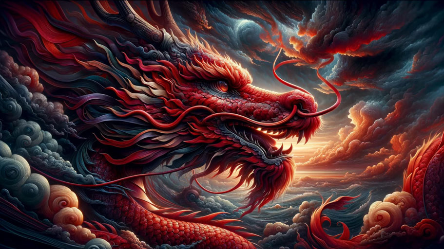 黄金龍∞勝負運アップの赤 PC壁紙 4K 1920 1080