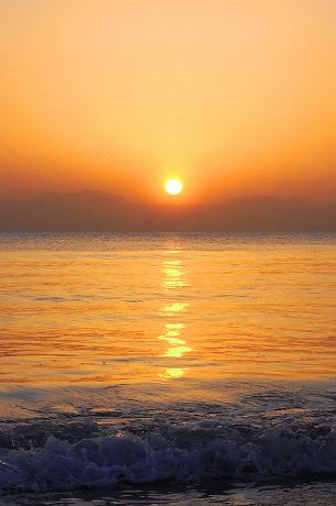 逗子海岸からの夕陽 iPad/Androidタブレット待受け