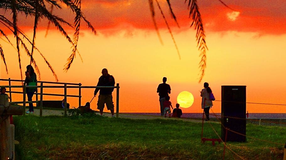 北谷アメリカンビレッジの夕陽、PC/iPad壁紙